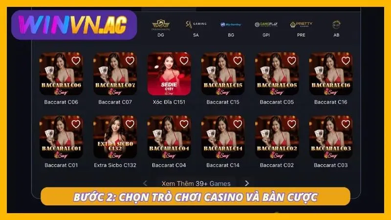 Tiến hành đặt cược cụ thể