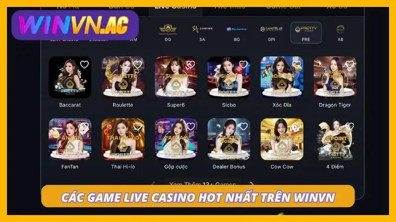 Top game live casino ăn khách nhất hiện nay