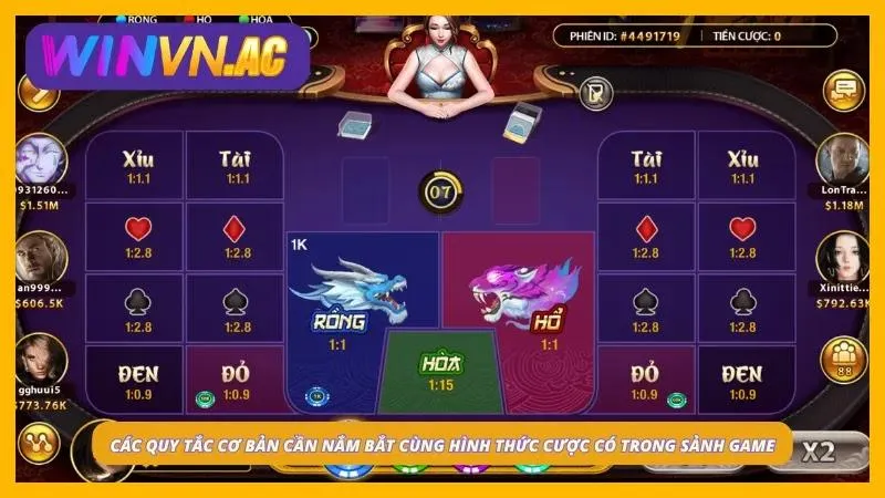 Người chơi so bài trong khi chơi rồng hổ